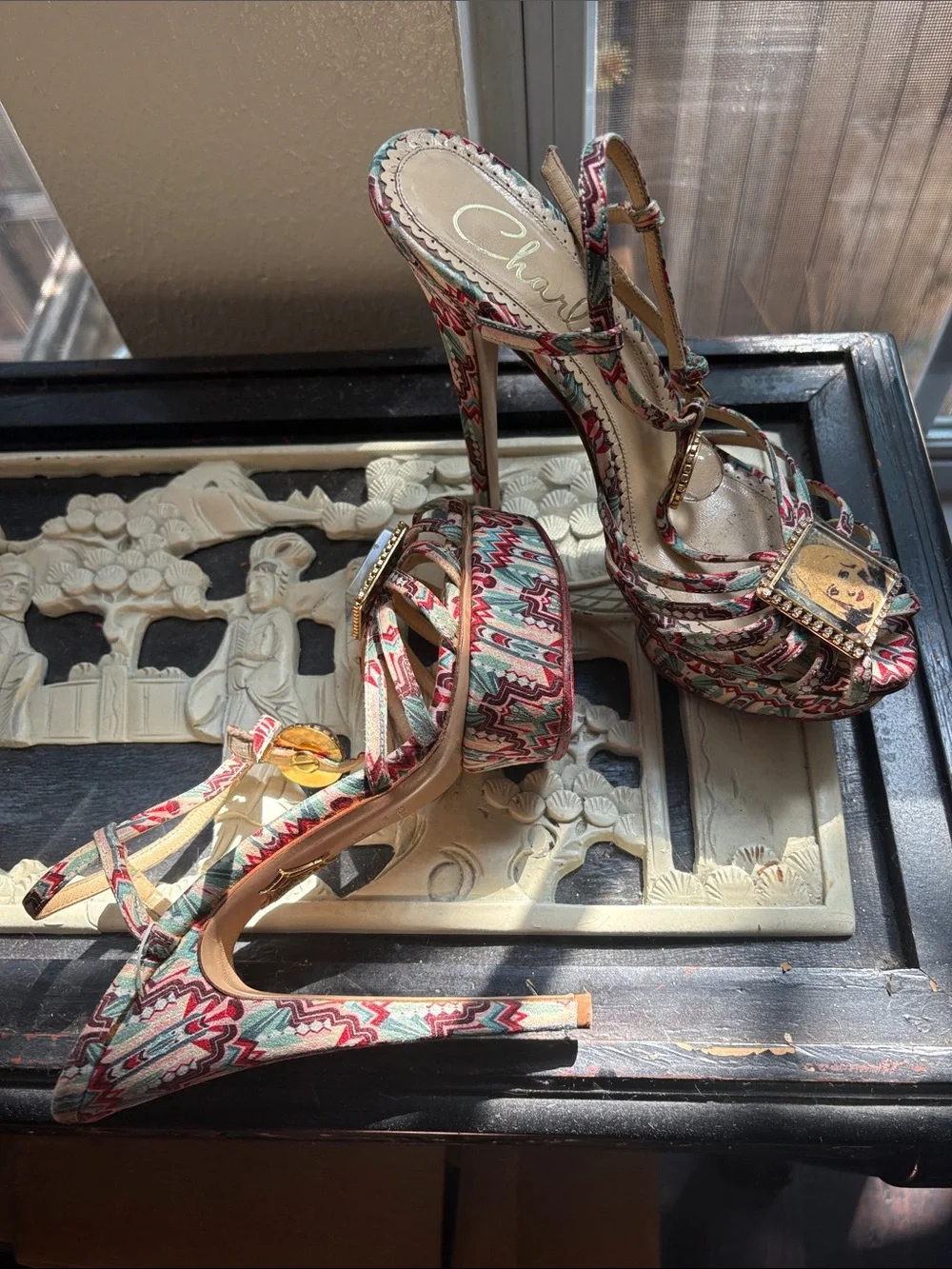 Charlotte Olympia Betty Davis Hollywood Platform Heels - Decorative Gem